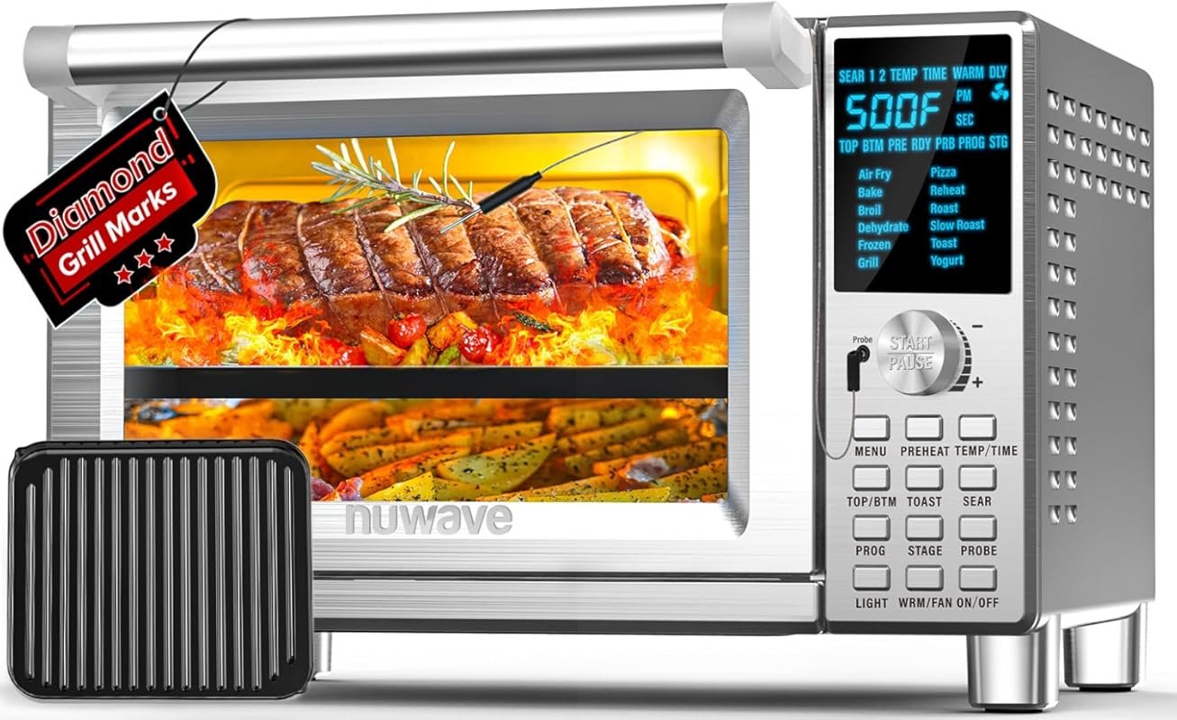 NUWAVE Bravo XL Air Fryer Convection Toaster Oven: 11-in-1 Smart Grill
