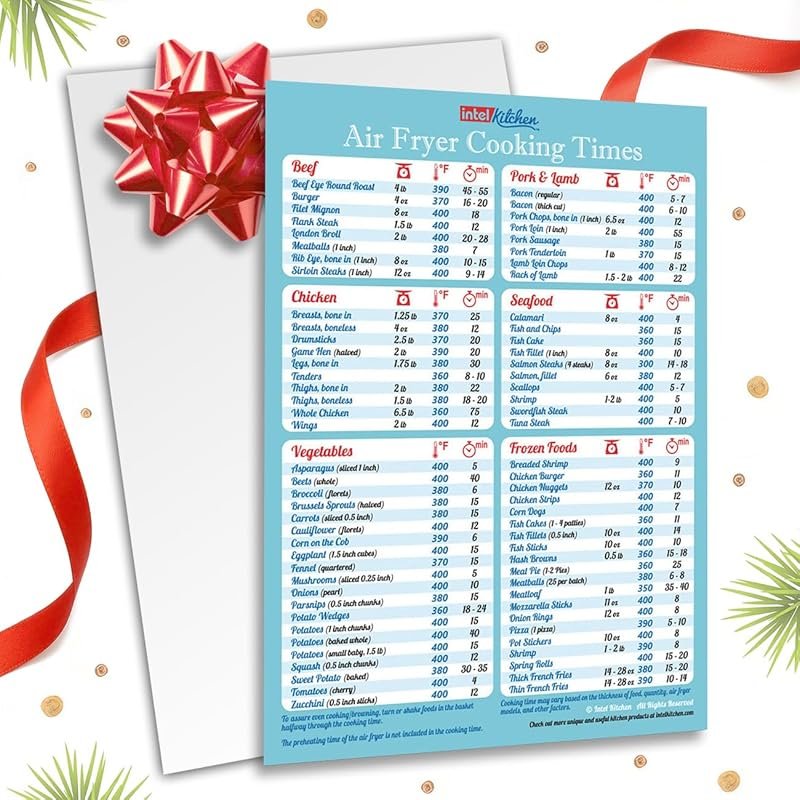 All-In-One Air Fryer Accessories Magnet: Instant Cooking Times Cheat Sheet, Big Text, Easy Read Kitchen Gift