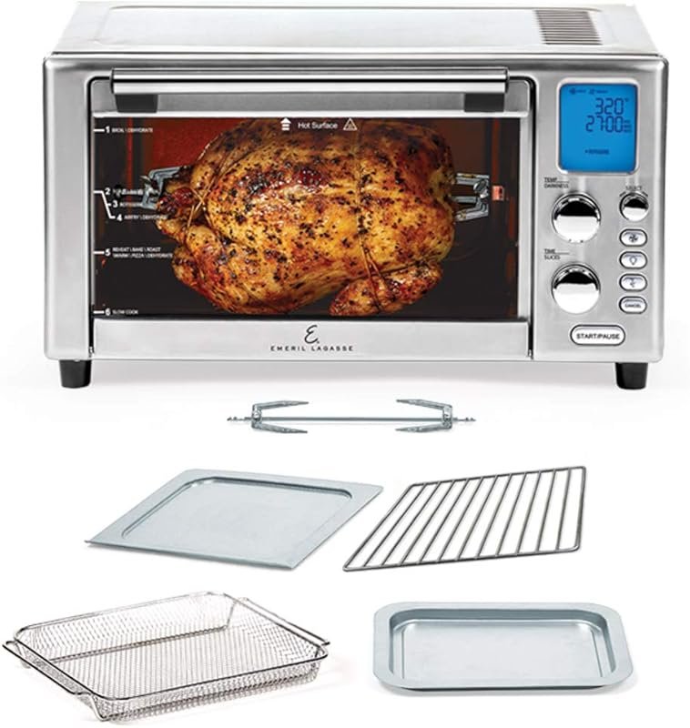 Emeril Lagasse 360 Stainless Steel Air Fryer: XL Capacity, 9-in-1 Roti