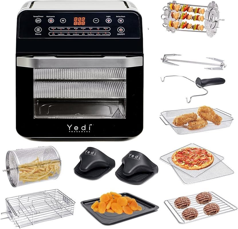 Yedi Total Package 18-in-1 Air Fryer Oven: Rotisserie, Dehydrator, 100