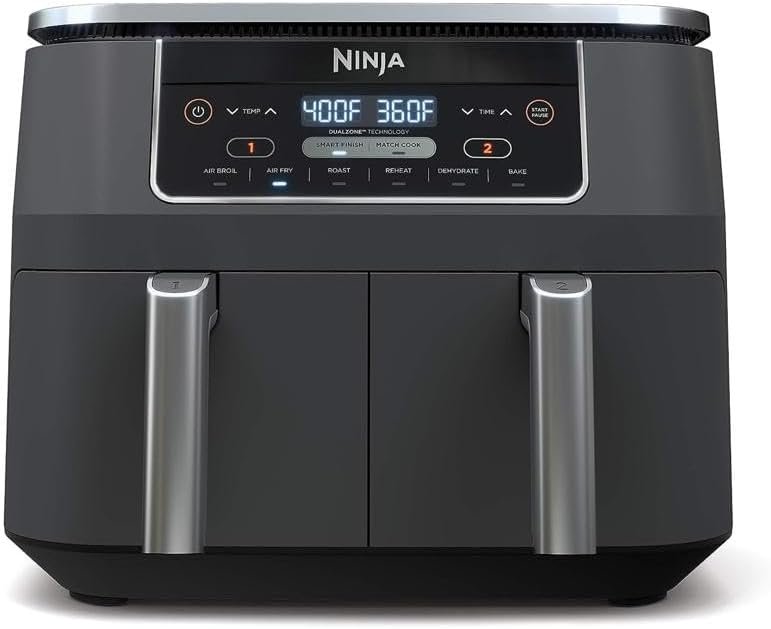 Ninja 8 Quart 6-in-1 DualZone Air Fryer: 2 Baskets, Match Cook, Smart 