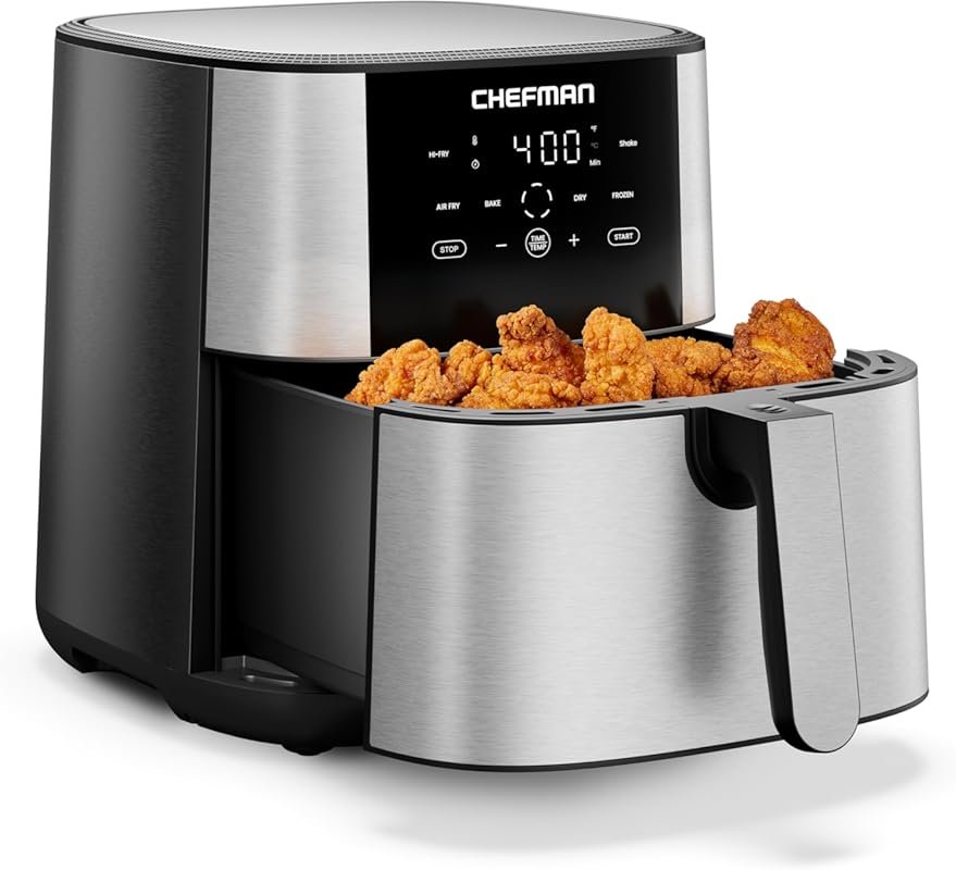 Chefman 8 Qt TurboFry 4-in-1 Air Fryer with Hi-Fry Option for Crispy R