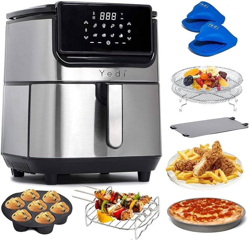 Yedi Evolution 6.8 Quart Air Fryer: Stainless Steel, Ceramic Basket, D