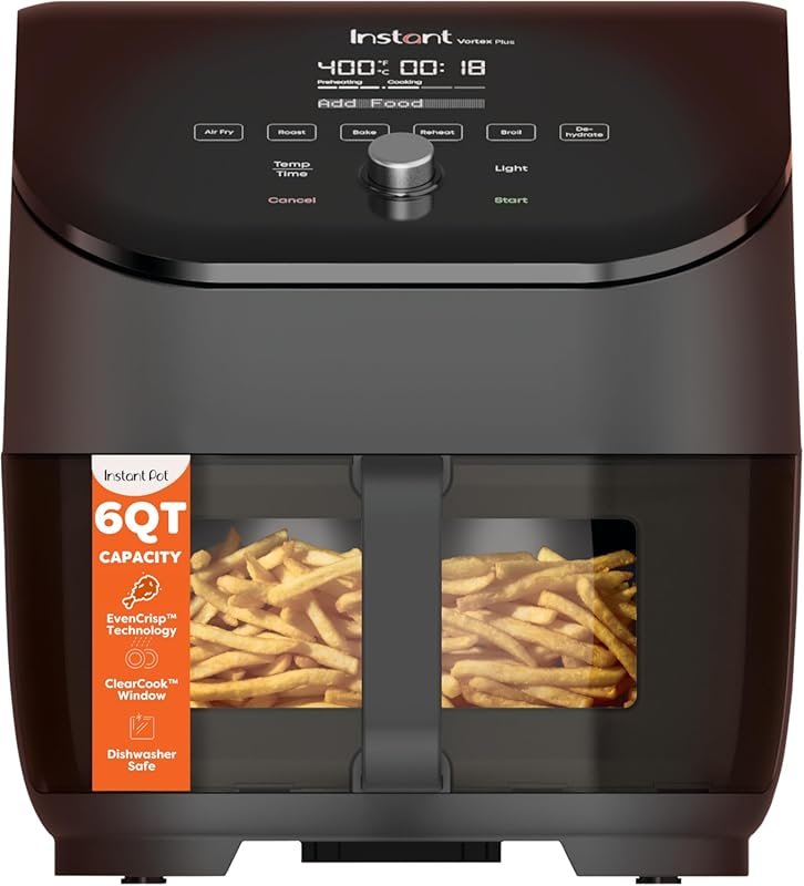 Instant Pot Vortex Plus 6QT ClearCook Air Fryer: 6-in-1 Functions, Cle