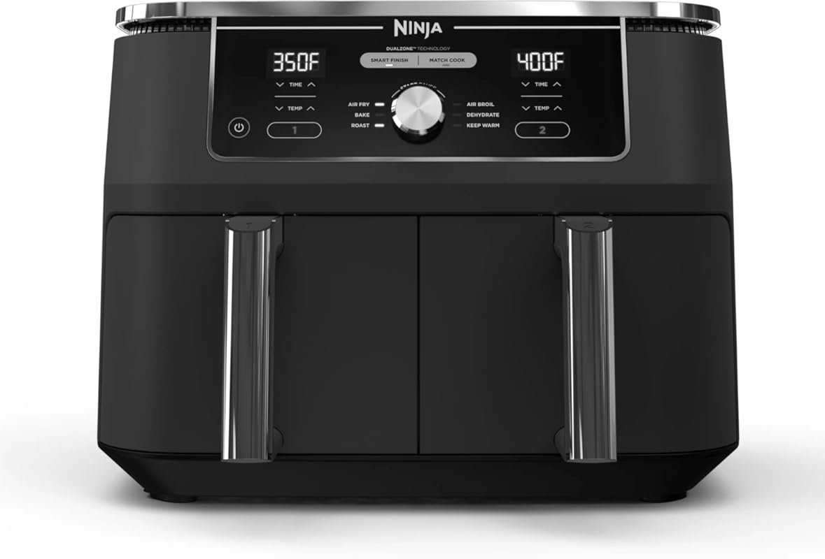 Ninja DZ401 Foodi 10 Quart 6-in-1 DualZone XL Air Fryer, Match Cook, S