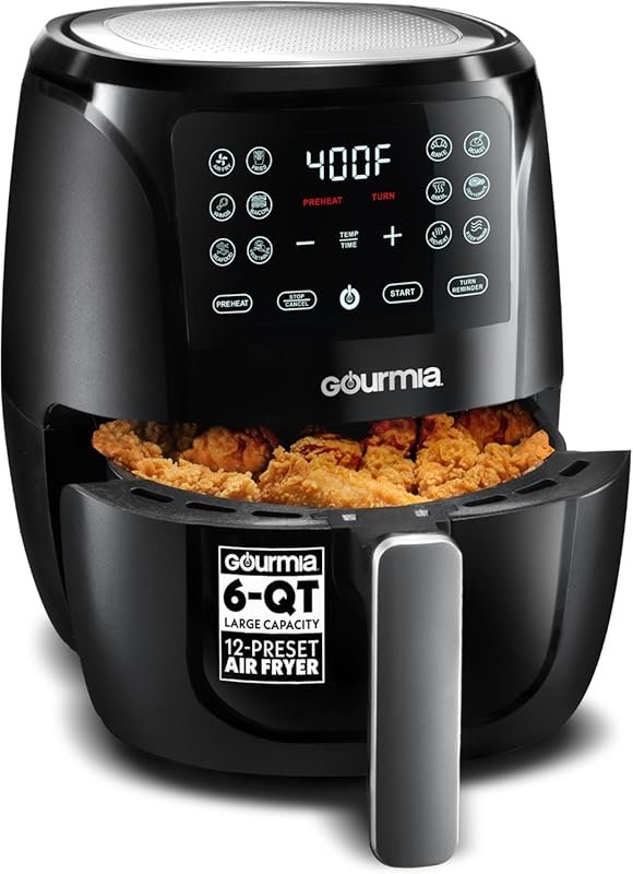 Gourmia 6 Qt Large Capacity Air Fryer with FryForce 360º Digital Displ