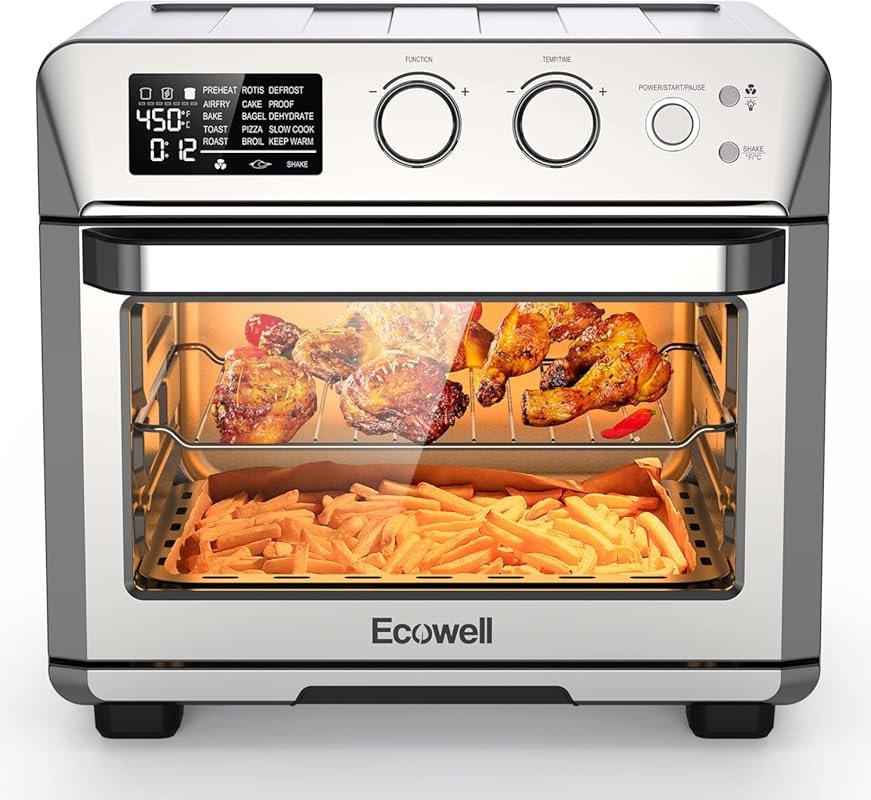 ECOWELL 26.4QT Air Fryer Oven: 15-in-1 Fry, Roast, Bake, Dehydrate, Br