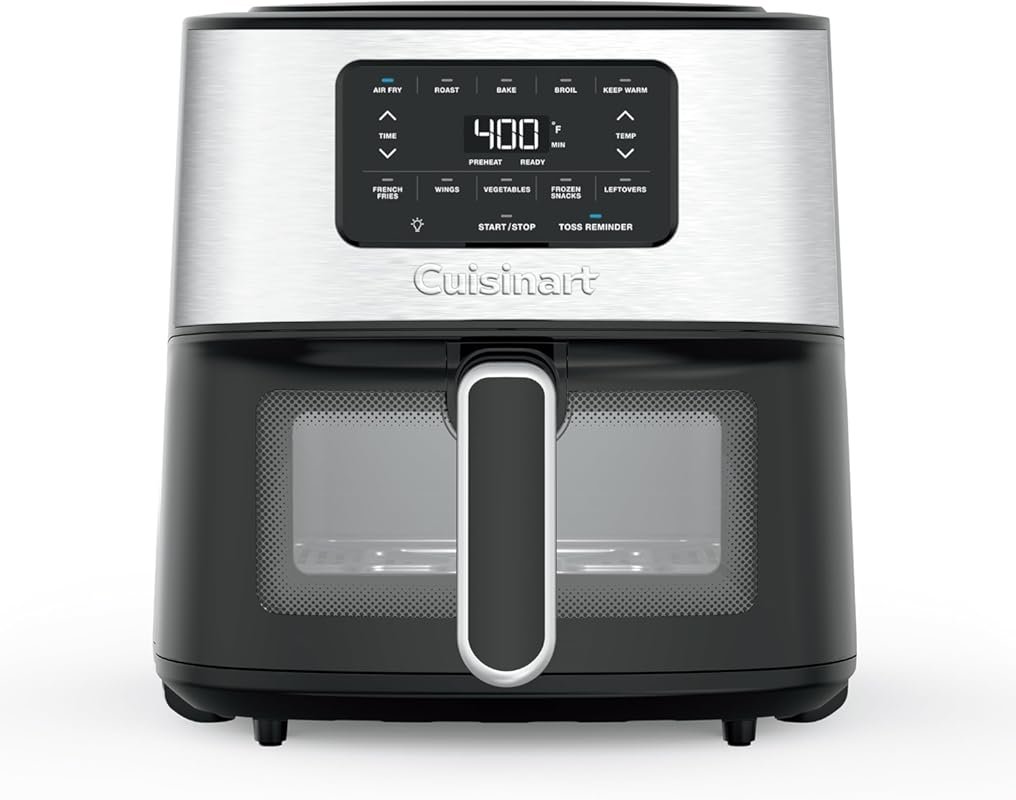 Cuisinart 6-Quart Stainless Steel Air Fryer with 5 Cooking Functions a