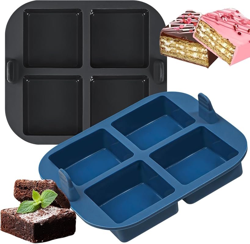 Webake 4-Cavity Silicone Air Fryer Brownie Pan: Nonstick Square Mold f