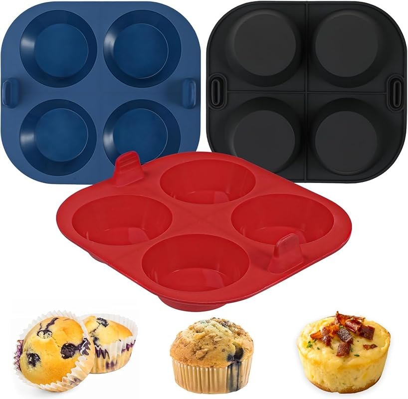 Webake 3-Piece Silicone Air Fryer Muffin Pan with 4 Cavity Egg Bites M
