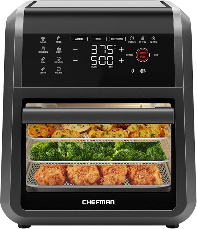 Chefman 12-Quart 6-in-1 Air Fryer Oven: Digital Timer, Touchscreen, 12
