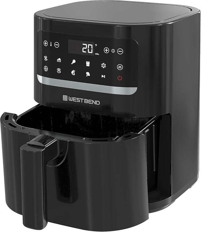 West Bend 5-Quart Compact Air Fryer with Digital Controls, 10 Presets,