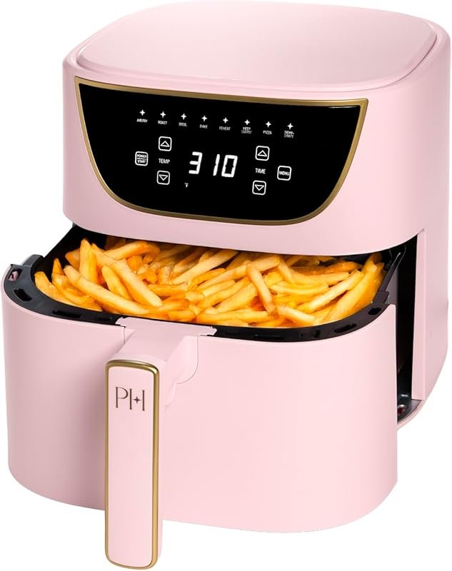 Paris Hilton 6-Quart Pink Air Fryer: Large Capacity, Touchscreen, 8-in