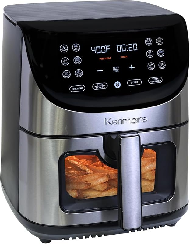 Kenmore 8 Quart Air Fryer Aerogrill with Digital Touchscreen and 12 Pr