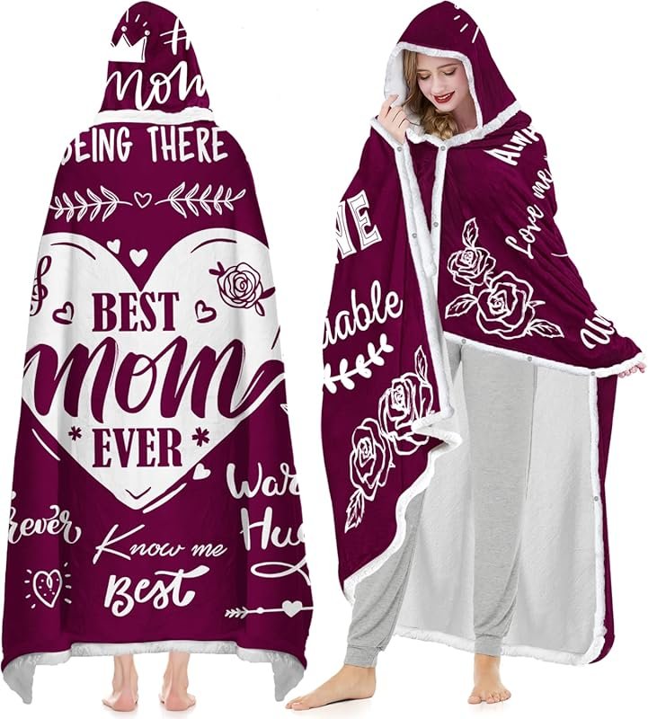 Wearable Blanket Hoodie for Mom, Best Wife Ever Cozy Gift for Christma