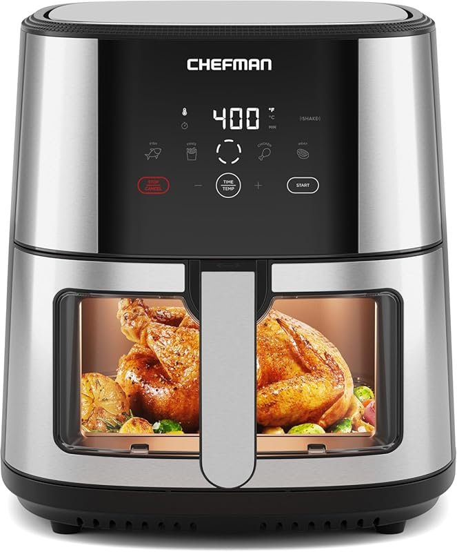 CHEFMAN 8 Qt Family Size Easy-View Air Fryer with Viewing Window & Dig