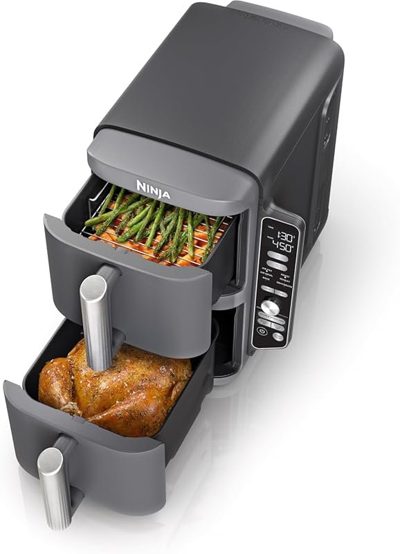 Ninja Air Fryer 10QT DoubleStack XL 2-Basket Cooks 5lb Chicken, Feeds 