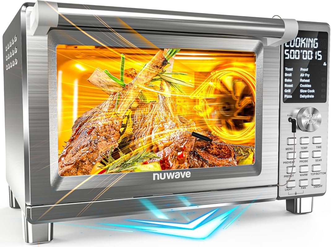 Nuwave Bravo XL Pro Air Fryer Toaster Oven: Grill Combo, Ultra-Fast Co