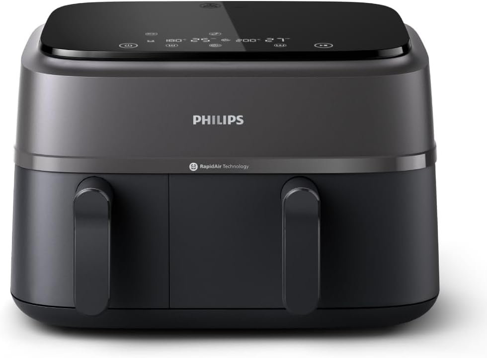 Philips 3000 Series Dual Basket Air Fryer: 9.5 Qt, 8-in-1, Auto-Sync, 