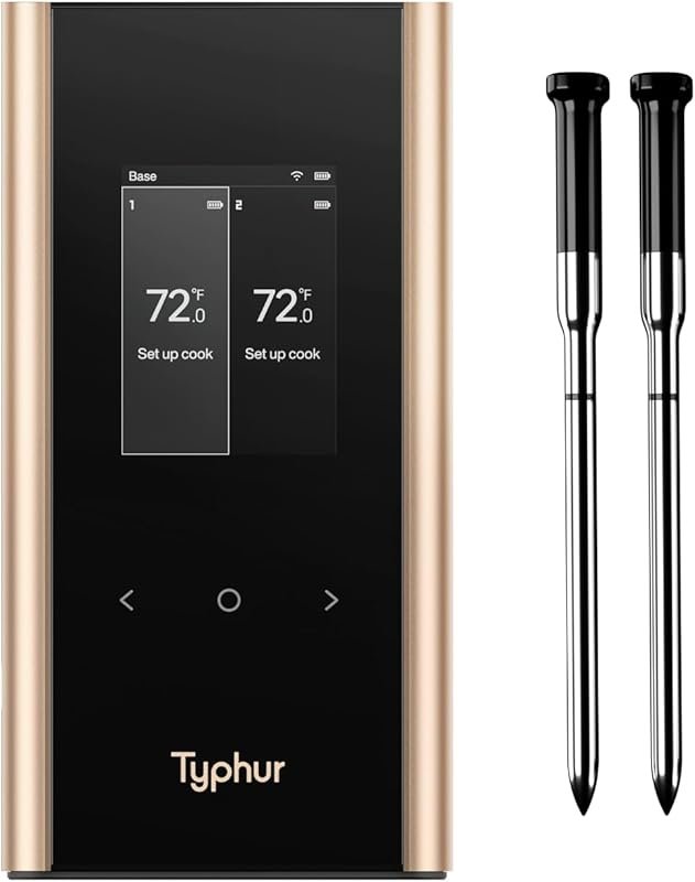 Typhur Sync Gold Wireless WiFi Meat Thermometer, 2 Slim Probes, 6 Sens