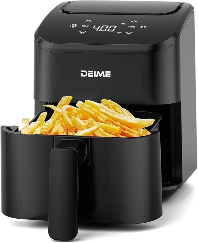 DEIME 3 Qt Small Digital Air Fryer: Compact, Quiet, Nonstick, Dishwasher Safe Basket for Quick Meals