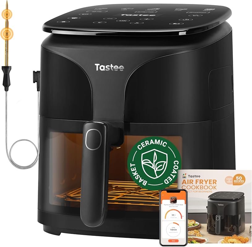 Tastee Ceramic 5.5QT 8-in-1 Air Fryer Dehydrator with Smart Probe & Window