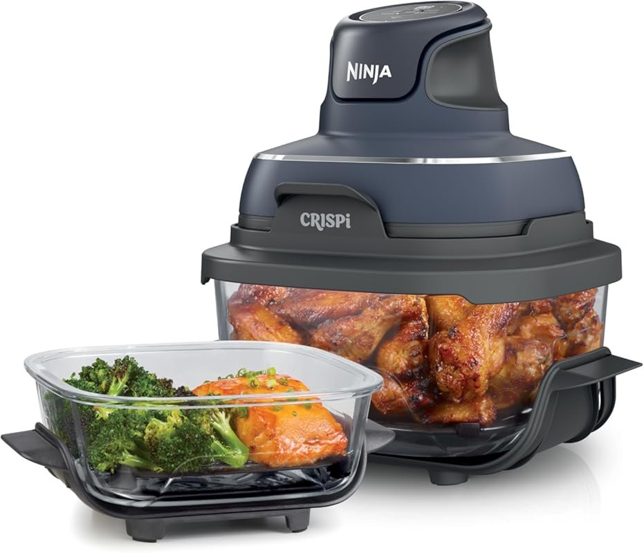 Ninja Crispi 4-in-1 Glass Air Fryer FN101GY: 4QT/6-Cup, 450°F, Non-Tox