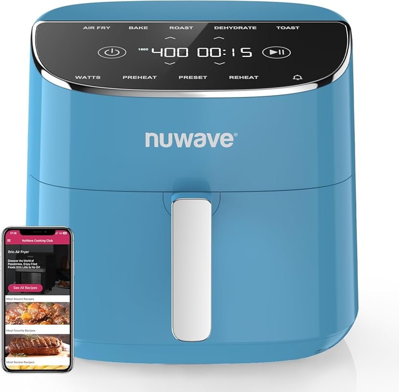 Nuwave Brio Plus 8 Qt Air Fryer: PFAS-FREE, 7 Digital Functions, 150 P