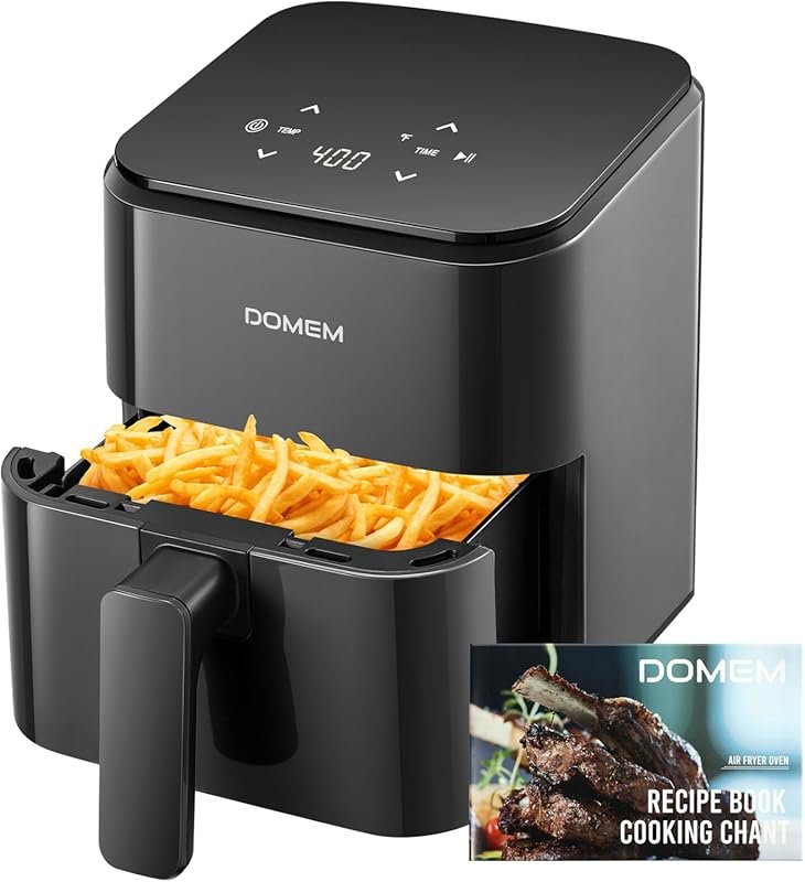 3 Qt Compact Air Fryer: Non-Stick Basket, Touchscreen, Low-Oil Cooking