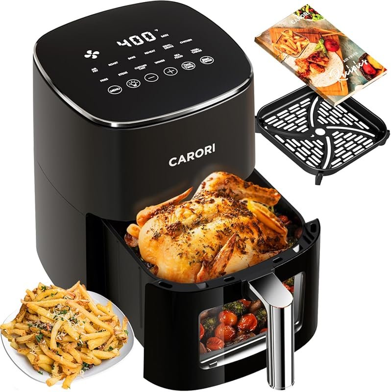 6Qt 1700W Air Fryer with Viewing Window, 12 Presets, 400°F Max Crisp, 