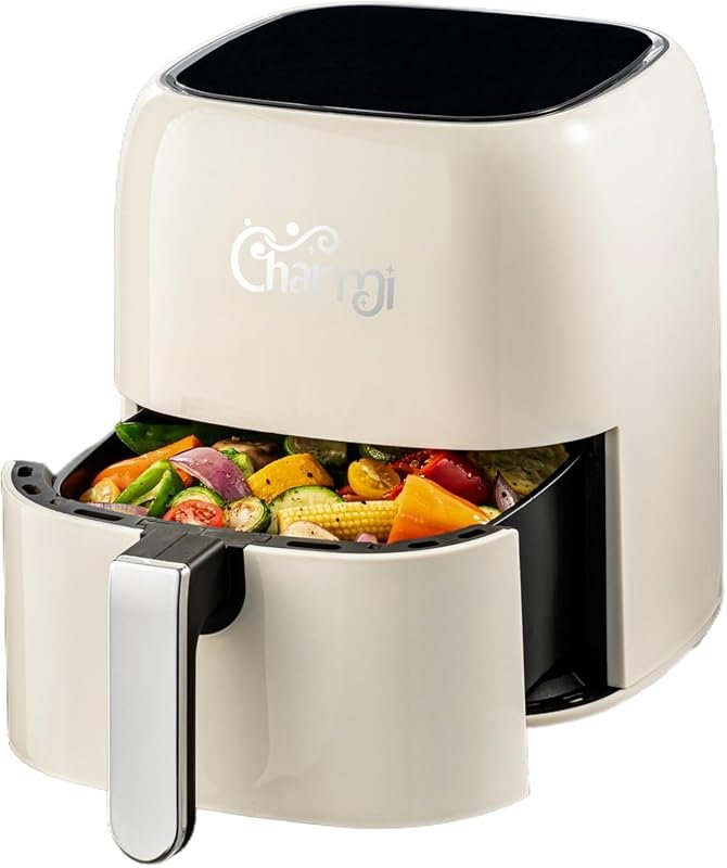 Charmi 5QT Retro Air Fryer: Stylish Digital Touchscreen, 8 Presets, Cr