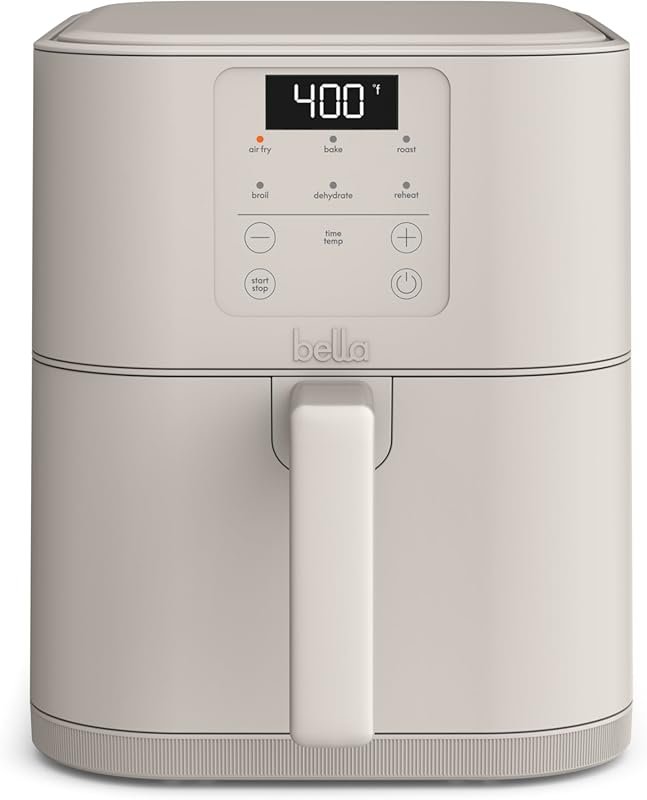 Bella 6 Qt Slim Air Fryer with EverGood Ceramic Nonstick, Adjustable T