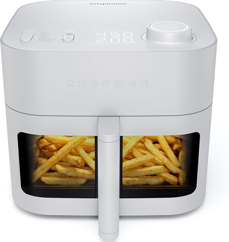 Chefman Crispinator 8 Qt Air Fryer: 6-in-1 with 450°F TurboFry Pro, Vi