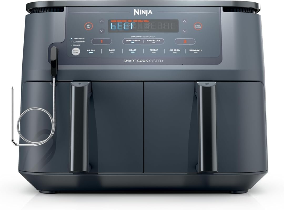 Ninja DZ550GY 10QT Grey Air Fryer: 10-in-1 Functions, Healthy Less-Oil