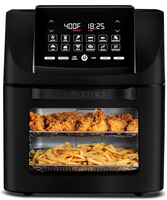 Gourmia 14 Qt 12-in-1 Digital Air Fryer Oven with Rotisserie, Roast, B