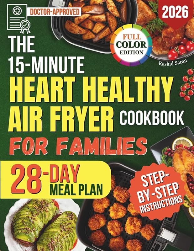 15-Minute Heart-Healthy Air Fryer Cookbook: Fast, Tasty, Low-Sodium Re