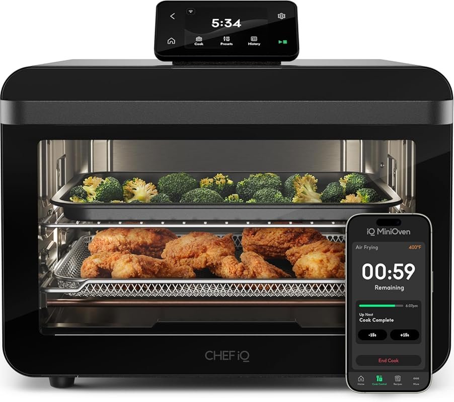 CHEF iQ MiniOven Smart Toaster Oven Air Fryer Combo: 11-in-1 Counterto