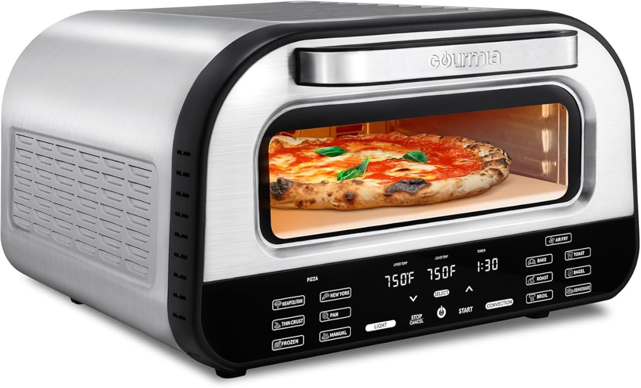 Gourmia Indoor Pizza Oven Air Fryer Toaster, 1800W Multi-Cooker with P