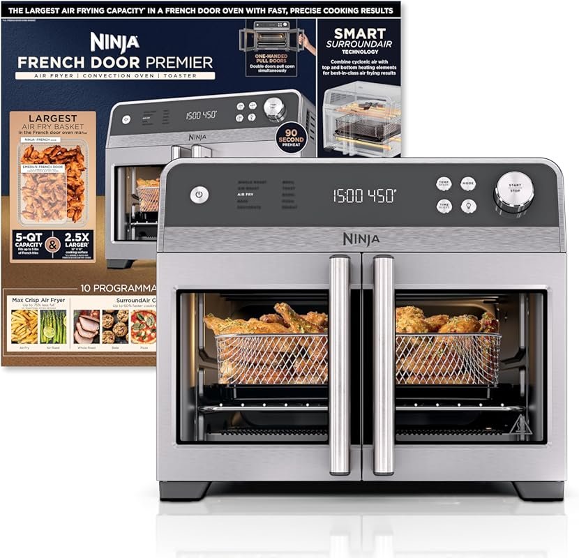 Ninja French Door Premier Air Fryer Convection Oven Toaster 5-qt with 