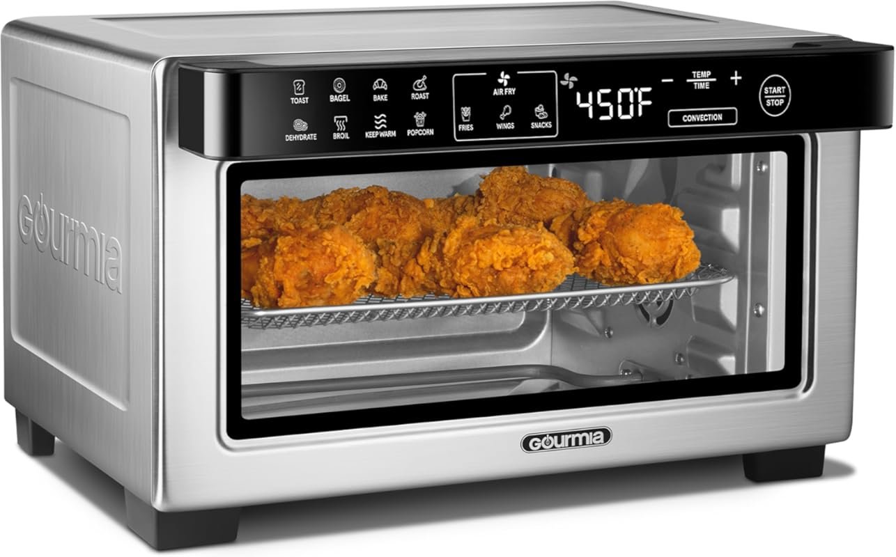 Gourmia Digital Air Fryer Toaster Oven: 4 Slice Capacity, 12 Presets, 