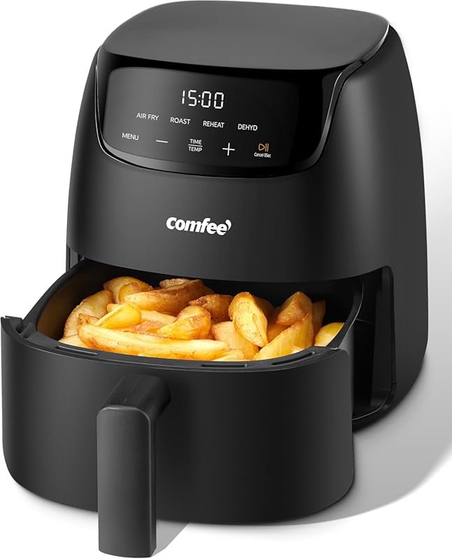 COMFEE' 2.2 Quart Compact Digital Air Fryer with Touch Screen and 4 Co