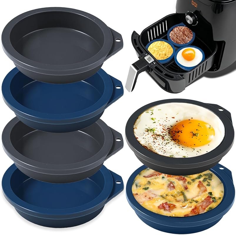 Webake 4-inch Silicone Air Fryer Egg Molds Set of 6, Nonstick Microwav