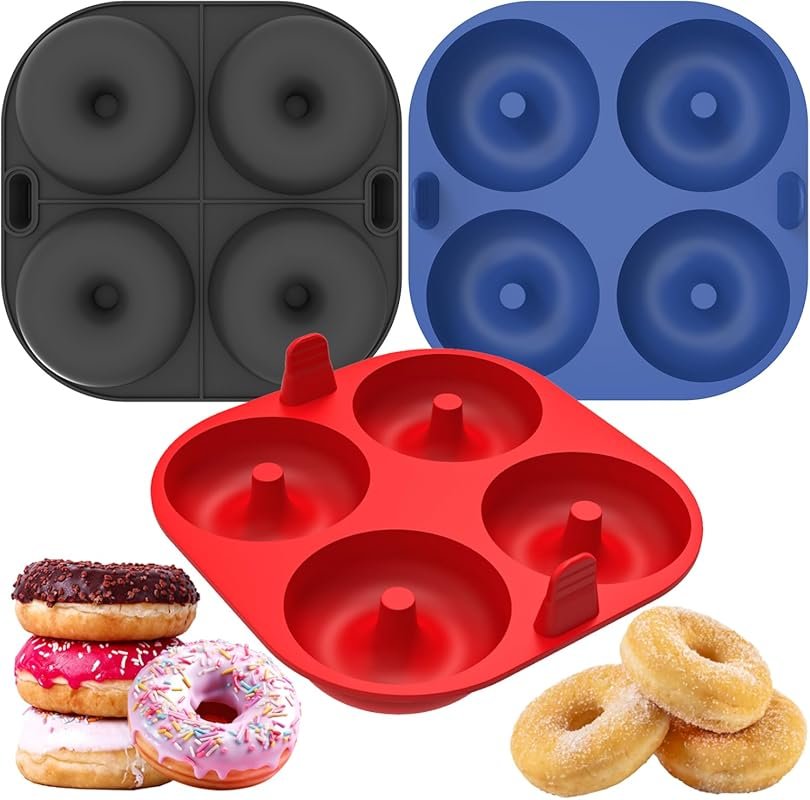 Webake 4-Cavity Nonstick Silicone Donut Pan – BPA-Free, Dishwasher Saf