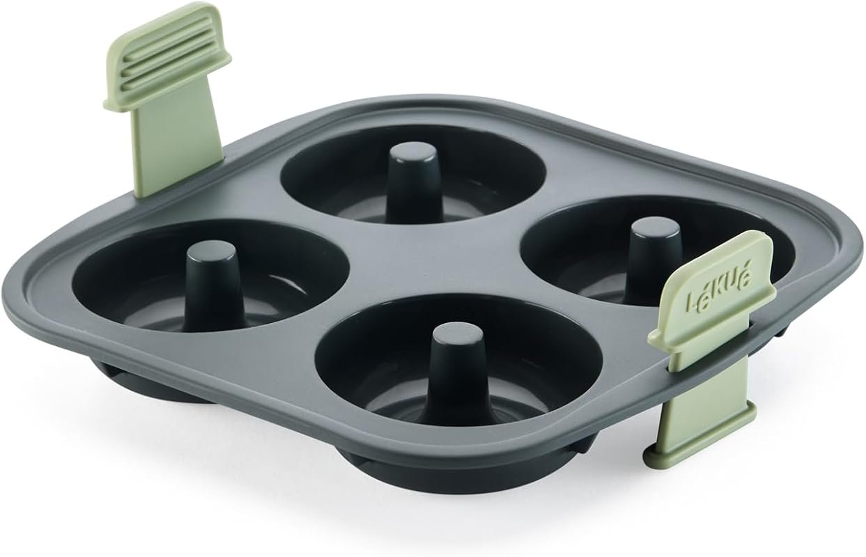 Lékué Platinum Silicone Air Fryer Donut Mold – Makes 4 Donuts in 30 Mi
