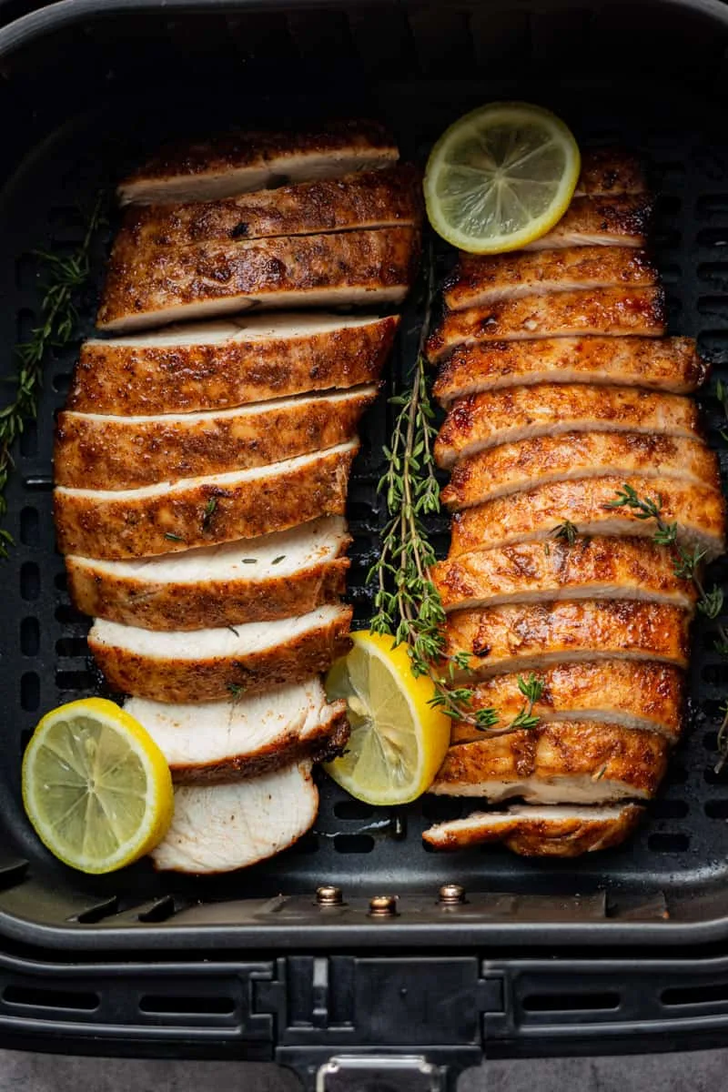 air fryer basket with turkey tenderloin