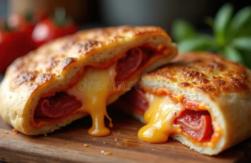 air fryer calzone cross section