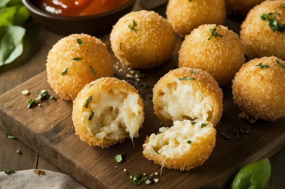 air fryer crispy arancini cross section