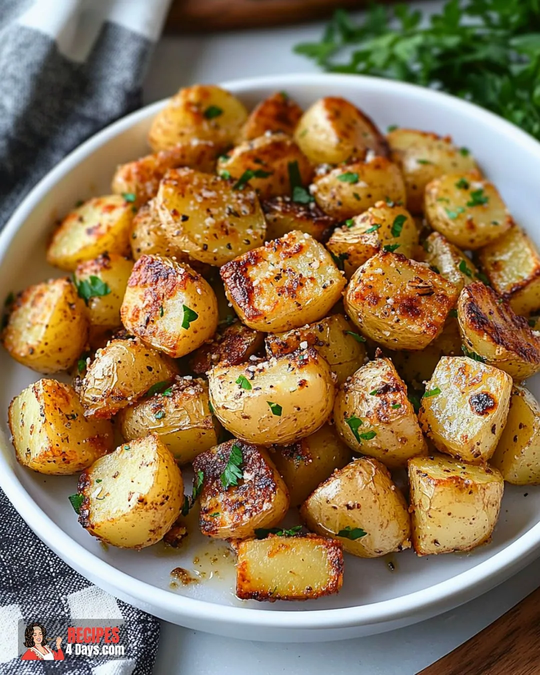 air fryer parmesan garlic potatoes