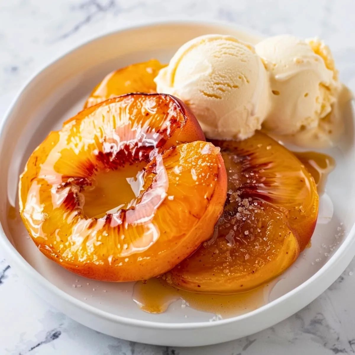 air fryer peaches with ice cream