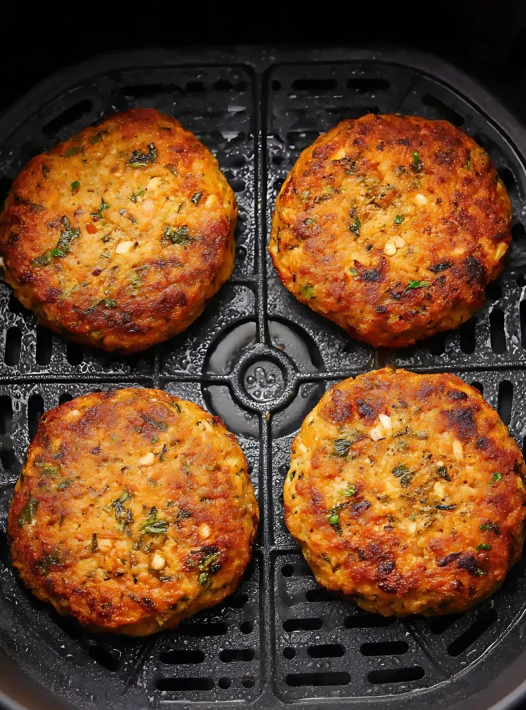 air fryer salmon cakes in basket